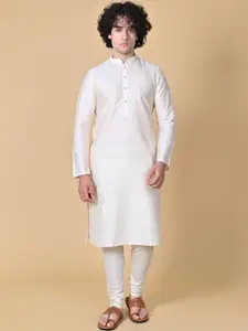 MAAHI FABS Mandarin Collar Straight Regular Kurta with Churidar