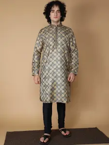 MAAHI FABS Woven Design Mandarin Collar Regular Kurta With Churidar