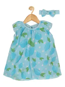 Creative Kids Infant Girls Conversational Printed A-Line Dress With Attached Bodysuit