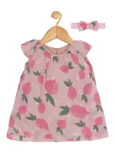 Creative Kids Infant Girls Floral Printed A-Line Dress With Headband