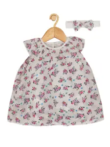 Creative Kids Infant Girls Floral Printed A-Line Dress With Attached Bodysuit