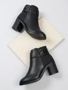 Bruno Manetti Women Mid-Top Buckle-Detail Zip-Closure Monk Boots