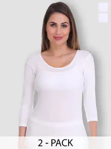 SELFCARE Pack Of 2 Round Neck Thermal Cotton Tops