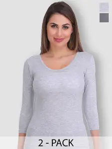 SELFCARE Pack Of 2 Round Neck Thermal Tops