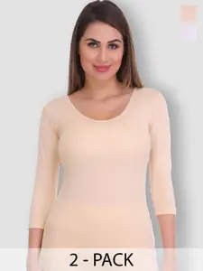 SELFCARE Pack Of 2 Round Neck Thermal Tops