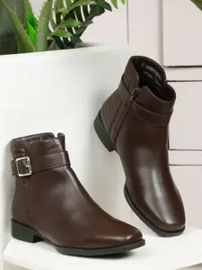 Bruno Manetti Women Mid-Top Casual Zip-Closure Monk Boots