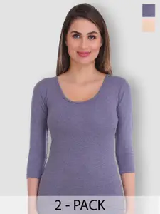 SELFCARE Women Pack Of 2 Round Neck Thermal Tops