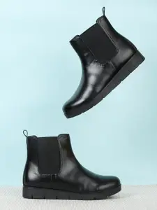 Bruno Manetti Women Mid-Top Platform-Heeled Chelsea Boots