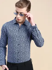 INVICTUS Standard Slim Fit Floral Printed Spread Collar Cotton Formal Shirt
