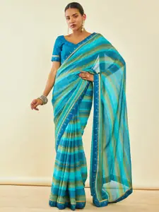 Soch Striped Poly Chiffon Saree