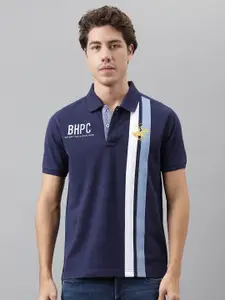 Beverly Hills Polo Club Striped Polo Collar Pure Cotton T-shirt