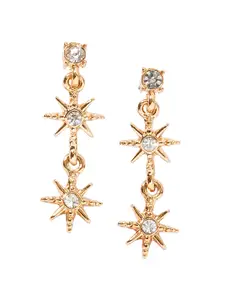 Accessorize Gold-Plated Crystal-Studded Star Shaped Drop Earrings