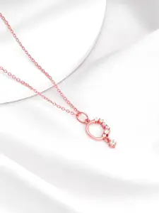 GIVA Rose Gold-Plated CZ Studded Rocking Pendant With Chain