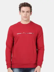 t-base Typography Printed Cotton Sweatshirt