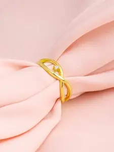 GIVA Gold-Plated Stone-Studded Adjustable Finger Ring