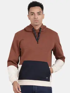 t-base Colourblocked Hooded Cotton Sweatshirt