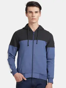 t-base Colourblocked Hooded Front-Open Sweatshirt