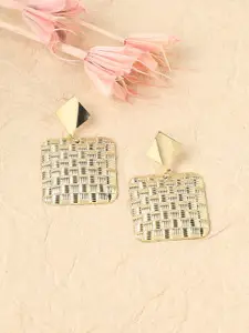 SOHI Gold-Plated Square Drop Earrings