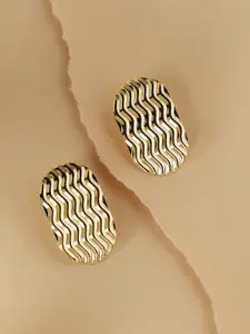 SOHI Gold-Plated Contemporary Studs Earrings