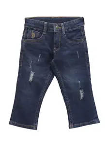 U.S. Polo Assn. Kids Boys Slim Fit Mildly Distressed Light Fade Stretchable Jeans