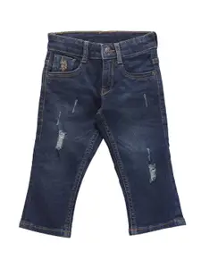U.S. Polo Assn. Kids Boys Slim Fit Mildly Stretchable Distressed Light Fade Jeans