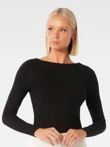 Forever New Boat Neck Long Sleeve Fitted Top