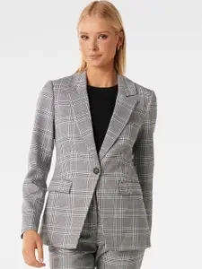 Forever New Checked Single-Breasted Tailored-Fit Formal Blazers