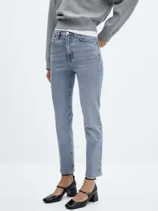MANGO Women Slim Fit High-Rise Light Fade Stretchable Jeans