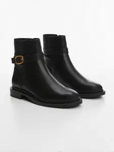 MANGO Women Mid-Top Chelsea Boot With Buckle Detail