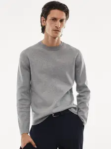 MANGO MAN Melange Effect Thermoregulating Fine-knit Pullover