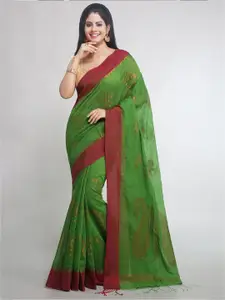 WoodenTant Ethnic Motifs Woven Design Zari Silk Cotton Banarasi Saree