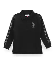 U.S. Polo Assn. Kids Boys Printed Polo Collar Long Sleeves Cotton T-shirt