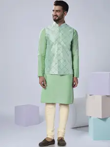 KISAH Mandarin Collar Kurta And Churidar With Nehru jacket