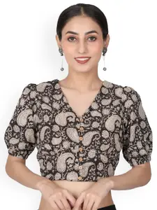 Llajja Printed Pure Cotton Ready To Wear Non Padded Saree Blouse