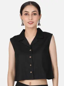 Llajja Pure Cotton Shirt Collar Non Padded Saree Blouse