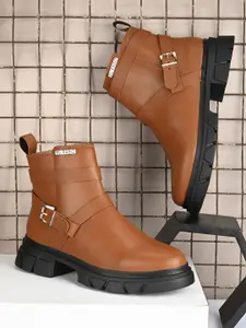 El Paso Women Buckled Detail Mid-Top Chunky Boots
