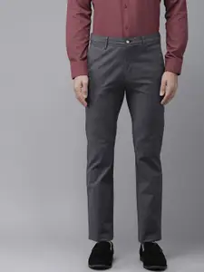 V Dot Men Self Design Mid-Rise Slim Fit Trousers