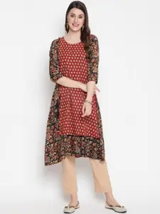 SAVI Ethnic Motifs Printed A-Line Kurta