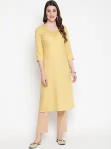 SAVI Floral Yoke Design Sequinned Straight Kurta