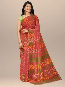 SARIKA Floral Woven Design Zari Pure Cotton Jamdani Saree