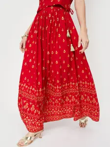 Max Printed Flared Maxi Skirt