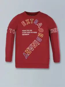 3PIN Boys Typography Printed Round Neck Long Sleeves Cotton Pullover Sweatshirt