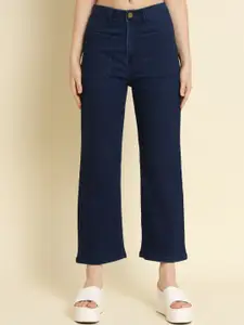 BAESD Women Jean Straight Fit High-Rise Clean Look Cotton Cropped Jeans