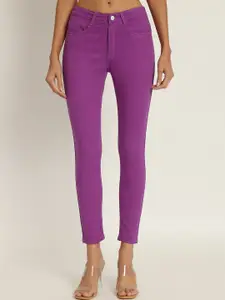 BAESD Women Jean Skinny Fit High-Rise Clean Look Cotton Cropped Jeans