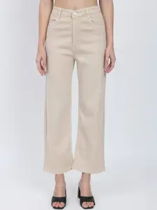 BAESD Women Jean Straight Fit High-Rise Clean Look Cotton Cropped Jeans