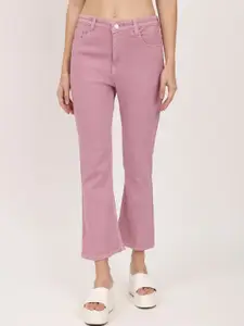 BAESD Women Jean Bootcut High-Rise Clean Look Cotton Cropped Jeans