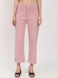 BAESD Women Jean Straight Fit High-Rise Clean Look Cotton Cropped Jeans