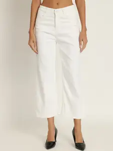 BAESD Women White Jean Straight Fit Mid-Rise Cotton Stretchable Jeans