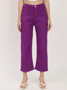 BAESD Women Jean Straight Fit Coloured Cropped High-Rise Cotton Stretchable Jeans