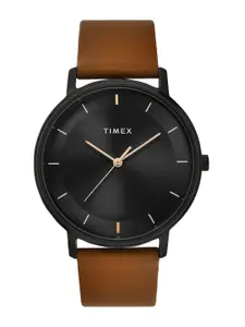Timex Men Printed Dial & Leather Straps Analogue Watch TW0TG8016